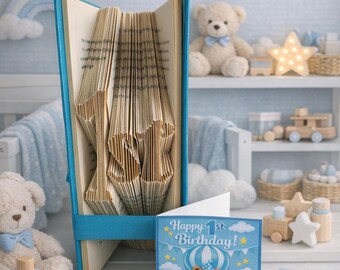 Baby Boys 1st Birthday Gift, 1st Book Fold, Nursery Gift For Baby Boy.