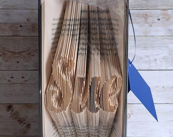 Personalised Name Folded Book Art – Custom Recycled Book Sculpture Gift
