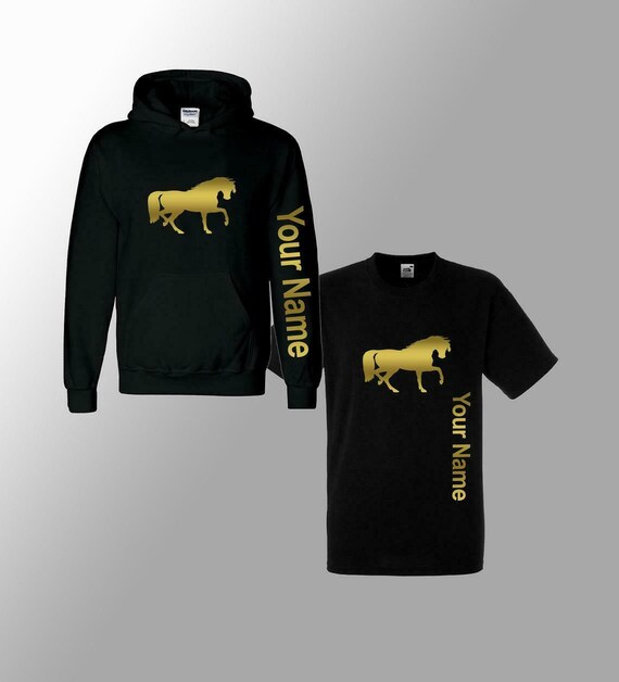 Kids Personalised Horse Hoodie T Shirt Horse riding Boys Girls Hoody Jumper  Pullover Hoodie Birthday Gift Tee 2-13yrs Horse fanatic