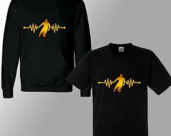 Heartbeat Football Lover/Koszulka/Podkoszulek/Bluza z kapturem/T-shirt Gamer Footy Sweter/Koszulka piłkarska dla dzieci z motywem dryblingu dla chłopców i dziewcząt z kapturem