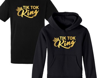 nowa dziecięca bluza z kapturem TIK TOK KING, Chłopięca koszulka tik tok, tik toker, Influencer, King TikTok, Tik tok słynna bluza z kapturem Top