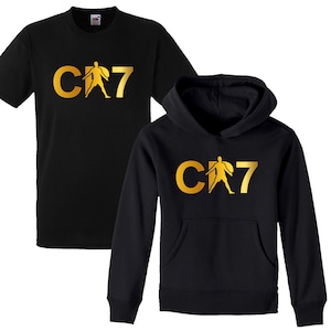 Neuer Ronaldo CR7 inspirierter Fußball Hoodie / T-Shirt Pullover Footy Merch Pullover Christiano Feier Ronalo T-Shirt Jungen Mädchen Geschenk 3-13 Jahre