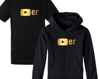 Dziecięca złota bluza z kapturem Youtube / koszulka Youtuber Merch Jumper Inspirująca koszulka Chłopcy Dziewczęta Prezent urodzinowy Top Tee 3-13 lat Prezent dla influencera