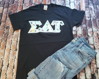 ΣΔΤ - Size S  - Sigma Delta Tau Greek Stitched Lettered Gildan Crew Neck T-shirt - ONLY 1 in stock!