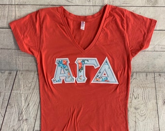 ΑΓΔ - Size S- - Alpha Gamma Delta Greek Stitched Letter Shirt - ONLY 1 in stock
