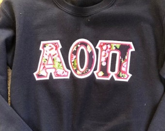 ΑΟΠ - Size S - Sweatshirt - AOPi Satin Stitched Greek Lettered Sweatshirt