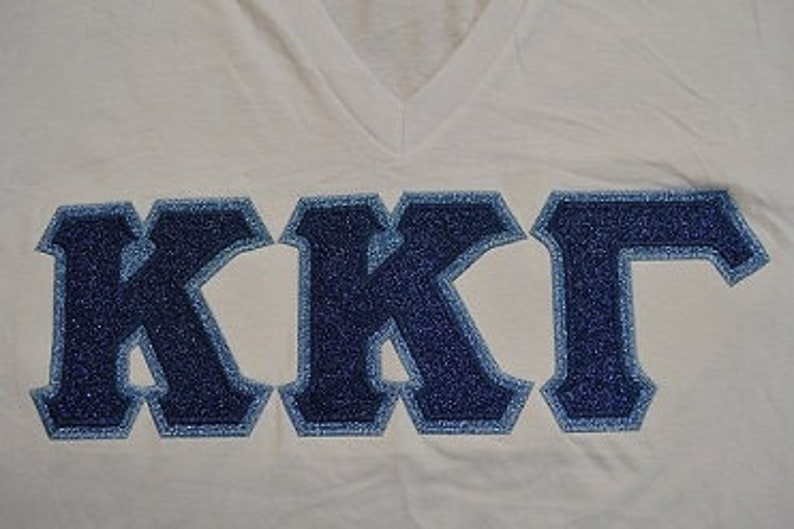 Custom Glitter Greek Satin Stitched Letter Shirts image 5