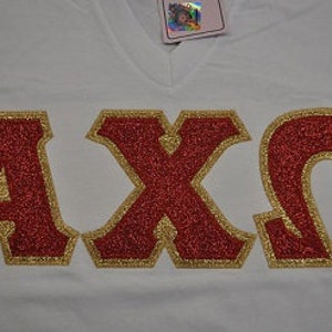 Custom Glitter Greek Satin Stitched Letter Shirts image 4