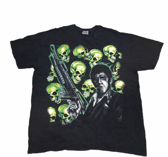 Rare Scarface Tony Montana Skull pile T shirt