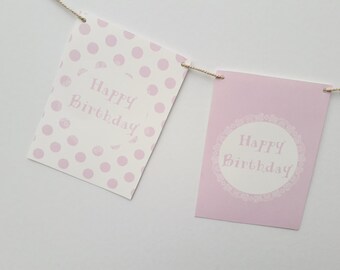 Personalised Pink Polka Dots Happy Birthday Party Garland 60th BIrthday Personalized Baby Girl First Birthday Kids Party Decorations