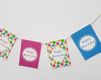 Personalised Polka Dots Happy Birthday Party Garland 60th BIrthday Personalized Kids Party Decorations 60th Birthday Party Favors