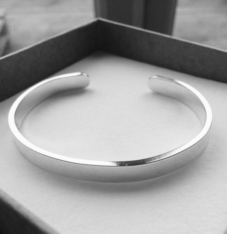 Anchor Helm Unisex Sterling Silver bracelet Handstamped Nautical Cuff