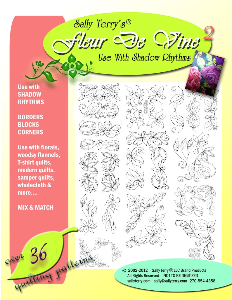 Printable 36 Patterns Free Motion Leaf Designs for Beginners Machine and Hand Quilting Patterns, Machine Quilting Pattern Pack Download