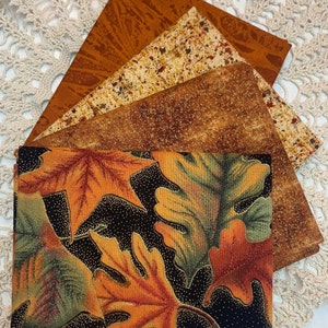 Fall Quilt Fabric Curated Bundle 4 Fat Quarters 1 yard total for Thanksgiving autumn Halloween scrappy quilting sewing fabric for crafting
