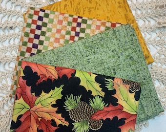Fun Fall Quilt Fabric Curated Bundle 4 Fat Quarters 1 yard total for Thanksgiving autumn scrappy for quilting sewing fabric for crafting