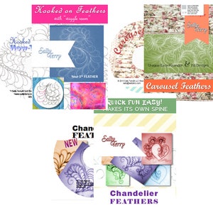 Learn Machine Quilt Free Motion feather patterns and designs 3 video DVDs set use beginner up close step by step practice lessons at machine