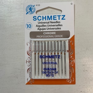 Schmetz Universal Chrome Professional Grade Sewing Needles 130/705H CF 80/12 pack of 10 sewing and machine quilting needles