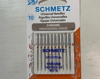 Schmetz Universal Chrome Professional Grade Sewing Needles 130/705H CF 80/12 pack of 10 sewing and machine quilting needles