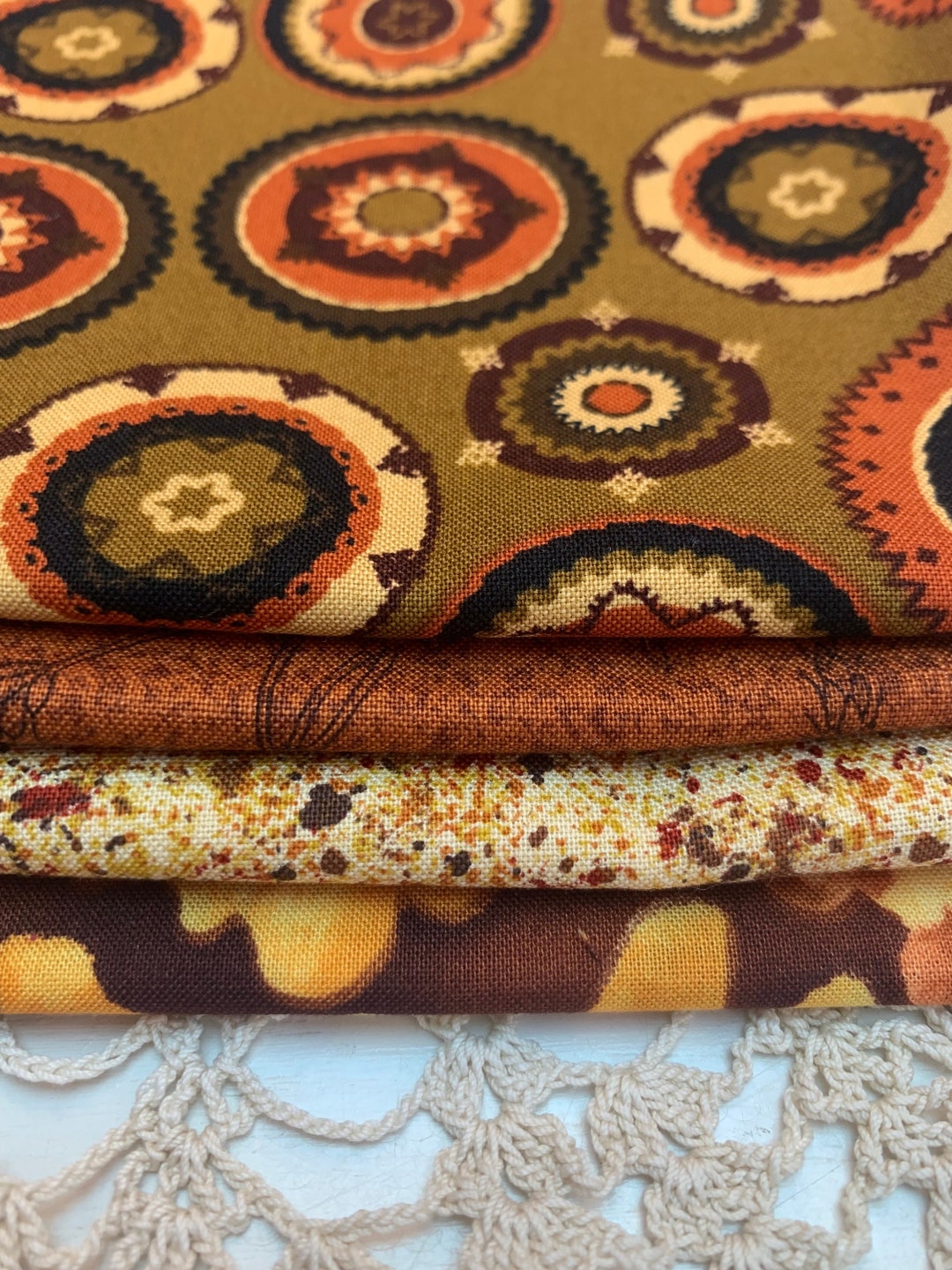 Fall Quilt Fabric Curated Bundle 4 Fat Quarters 1 Yard Total Etsy