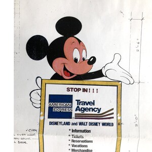 1992 Disney und American Express Urlaubsplanung Schilder Zeichnungen