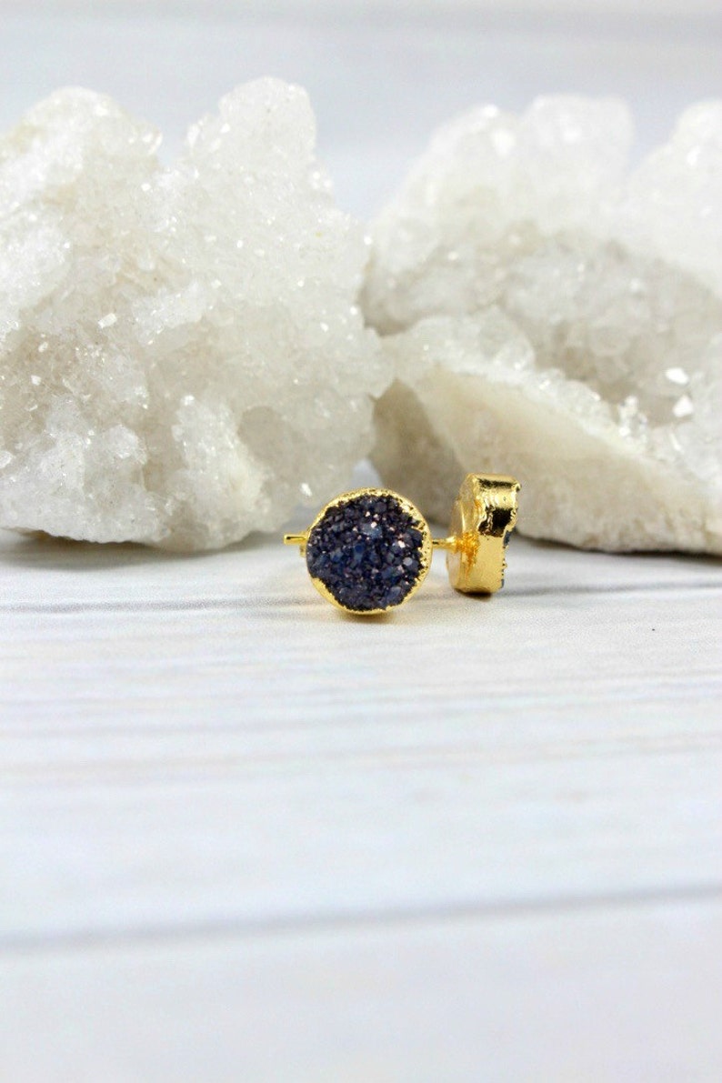 Natural Druzy Earrings Druzy Studs 14k Gold Filled Earrings Etsy