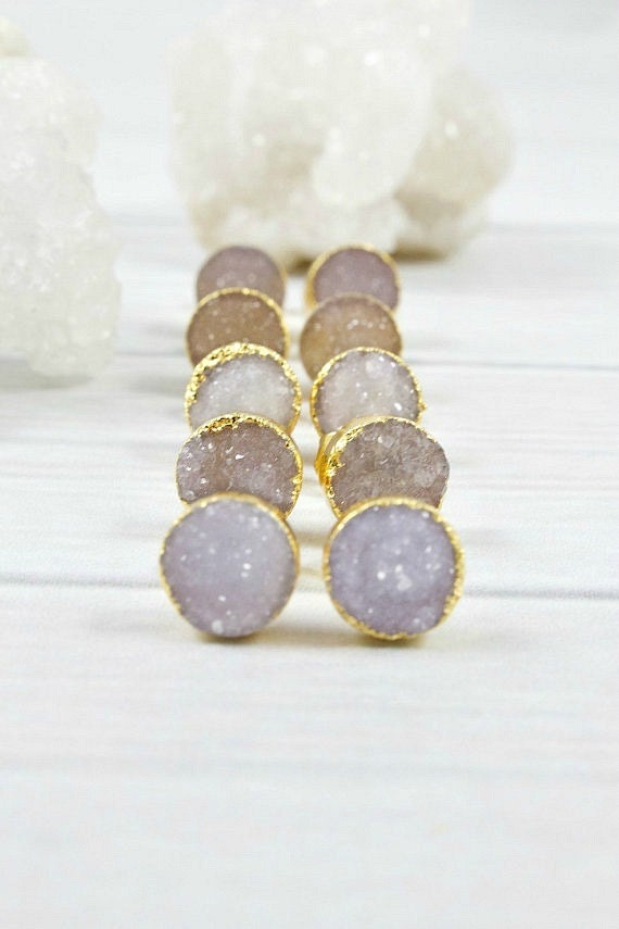 Blue Druzy Gold Earrings,Stone Earrings,Gold Stud Earrings,Minimalist Stone Earrings,Druzy Earrings,Wedding Jewelry,Bridesmaid gift
