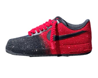 Custom Adult Fading Glitter AF1 (Regular or Rope laces) White or Black base shoe