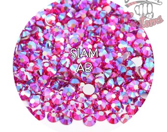 Glass Rhinestones || Siam AB || Flat Back Non-Hotfix