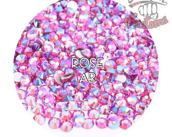 Glass Rhinestones || Rose AB || Flat Back Non-Hotfix