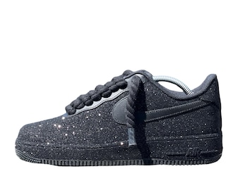 Solid Color Custom Adult Glitter AF1 (Regular or Rope laces) White or Black base shoe