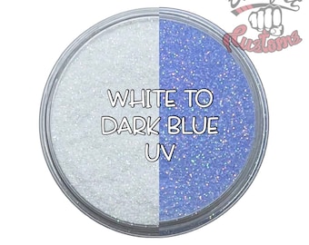 UV WHITE to Dark BLUE || Solar Activated Glitter changes from White to Dark Blue