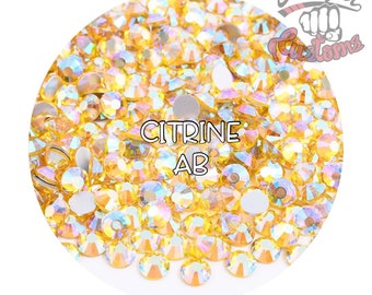 Glass Rhinestones || Citrine AB || Flat Back Non-Hotfix