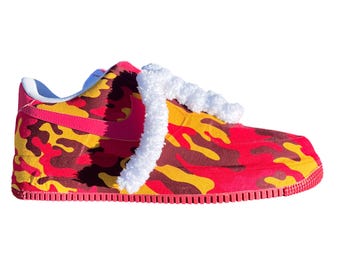 CAMO red or any color  | Custom Adult Fabric AF1 (Regular or Rope laces) White or Black base shoe