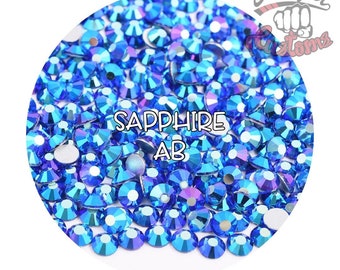 Glass Rhinestones || Sapphire AB || Flat Back Non-Hotfix