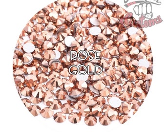 Glass Rhinestones || Rose Gold || Flat Back Non-Hotfix