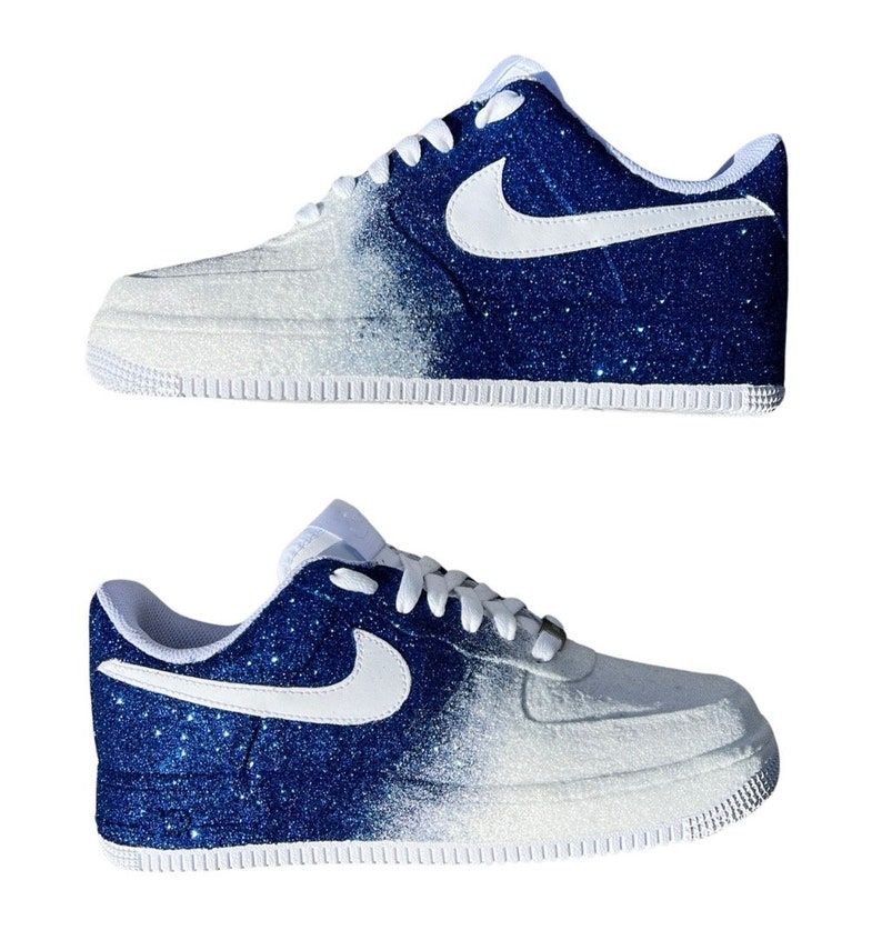 Custom Adult Fading Glitter AF1 Regular or Rope laces White or Black base shoe image 3