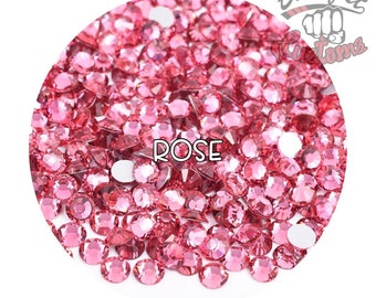 Glass Rhinestones || Rose || Flat Back Non-Hotfix