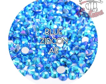 Glass Rhinestones || Blue Zircon AB || Flat Back Non-Hotfix