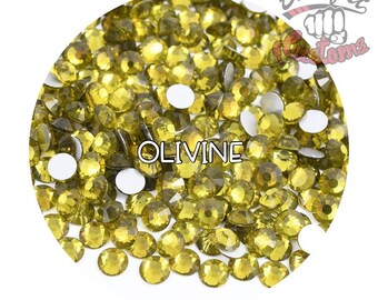 Glass Rhinestones || Olivine || Flat Back Non-Hotfix