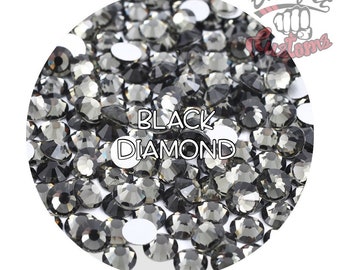 Glass Rhinestones || Black Diamond || Flat Back Non-Hotfix