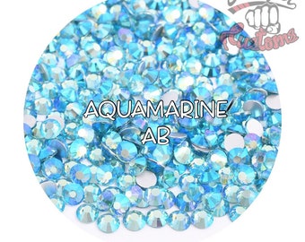 Glass Rhinestones || Aquamarine AB || Flat Back Non-Hotfix