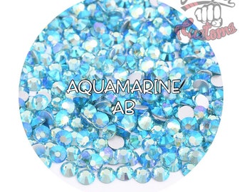 Glass Rhinestones || Aquamarine AB || Flat Back Non-Hotfix