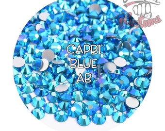 Glass Rhinestones || Capri Blue AB || Flat Back Non-Hotfix