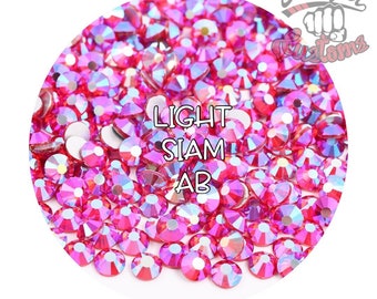 Glass Rhinestones || Lt Siam AB || Flat Back Non-Hotfix