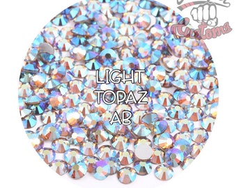 Glass Rhinestones || Lt Topaz AB || Flat Back Non-Hotfix