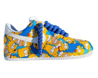 Cartoon Fabric  | Custom Adult Fabric AF1 (Regular or Rope laces) White or Black base shoe