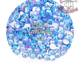 Glass Rhinestones || Lt Sapphire AB || Flat Back Non-Hotfix