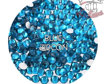 Glass Rhinestones || Blue Zircon || Flat Back Non-Hotfix