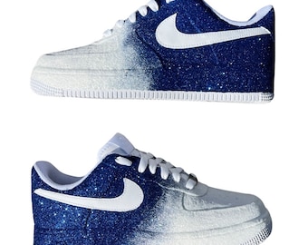 KIDS | Any color combo | Custom Kids Fading Glitter AF1 (Regular or Rope laces) White or Black base shoe