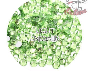 Glass Rhinestones || Lt Emerald || Flat Back Non-Hotfix